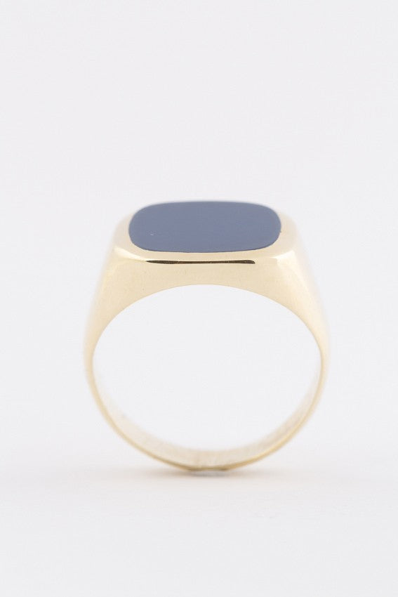 Gold men's ring with blue bearing