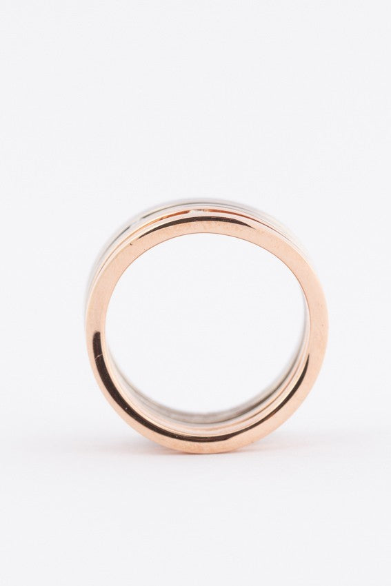 White/rose gold ring with 3 diamonds