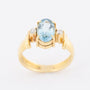 Gold ring with aquamarine and 2 brilliants