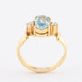 Gold ring with aquamarine and 2 brilliants