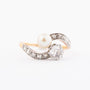 Antique gold ring 'moi et toi' with cultured pearl and old-cut diamonds