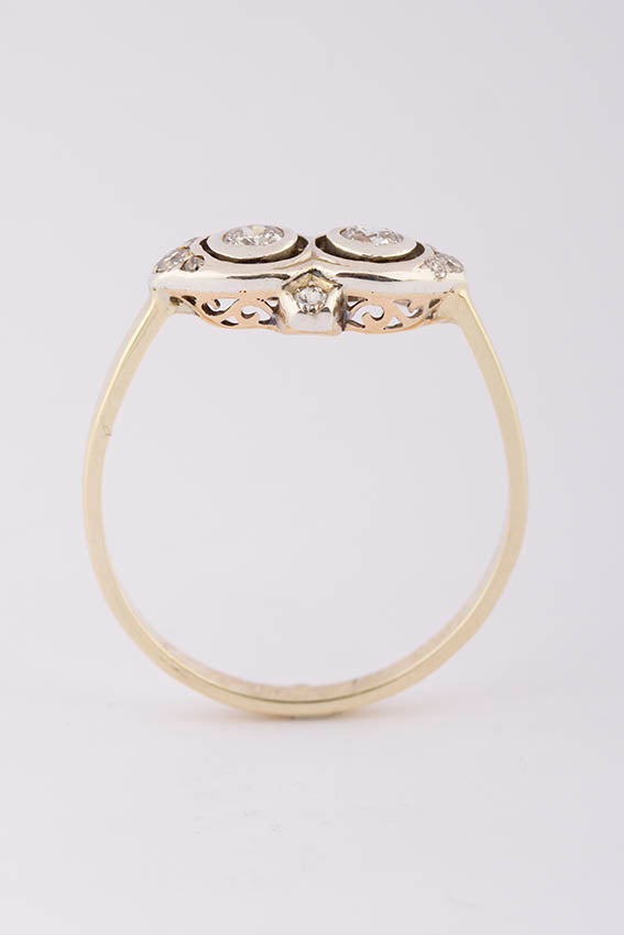 Gouden Art Déco ring met briljant