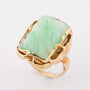 Gold ring with floral cut jade