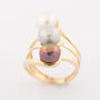 Gold ring with 3 freshwater pearls
