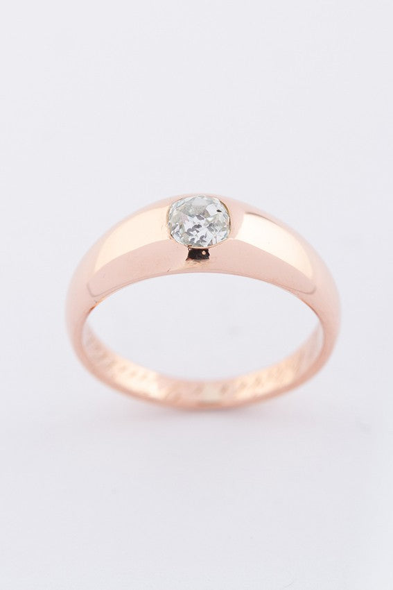 rose gold band ring with an old-cut brilliant, approx. 0.40 ct.