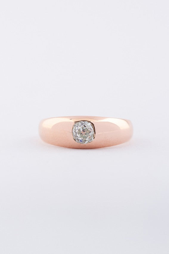 rose gold band ring with an old-cut brilliant, approx. 0.40 ct.