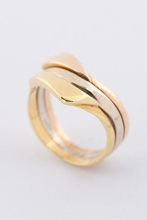 Geel, rosé en wit gouden tri-color ring