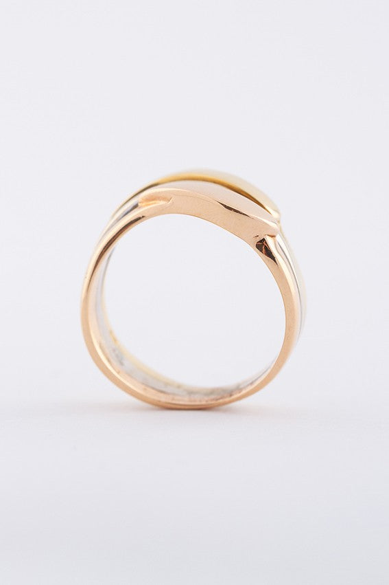 Geel, rosé en wit gouden tri-color ring