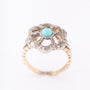 Antique gold ring with turquoise and rose-cut diamonds