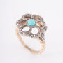 Antique gold ring with turquoise and rose-cut diamonds