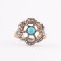 Antique gold ring with turquoise and rose-cut diamonds