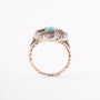 Antique gold ring with turquoise and rose-cut diamonds