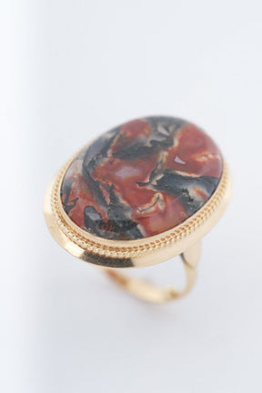 Gouden ring met mosagaat