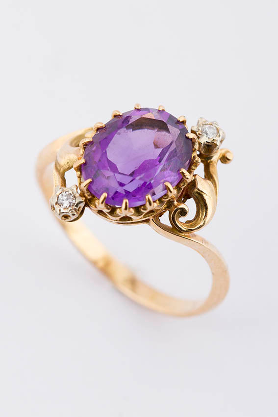 Antiek gouden ring met amethist