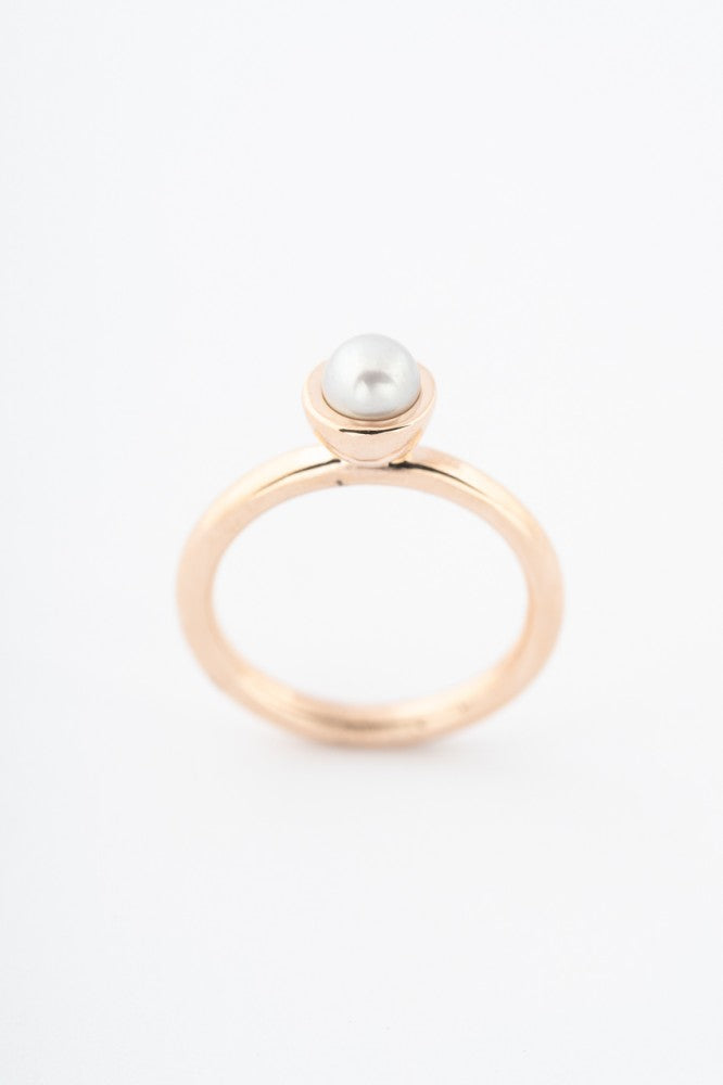 Rosé gouden ring met cultivé parel