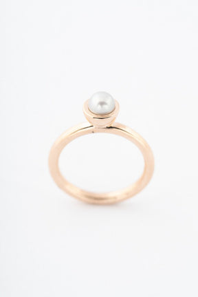 Rosé gouden ring met cultivé parel