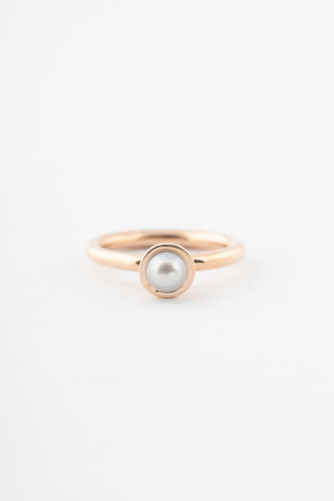Rosé gouden ring met cultivé parel