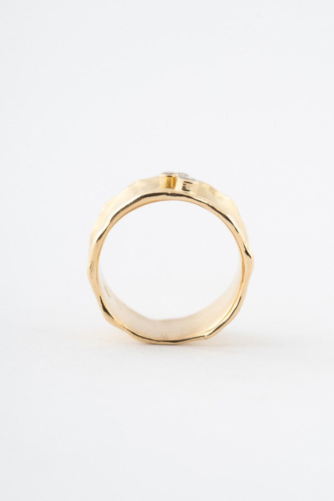 Gouden band ring met 3 briljanten