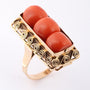 Gold ring with blood coral