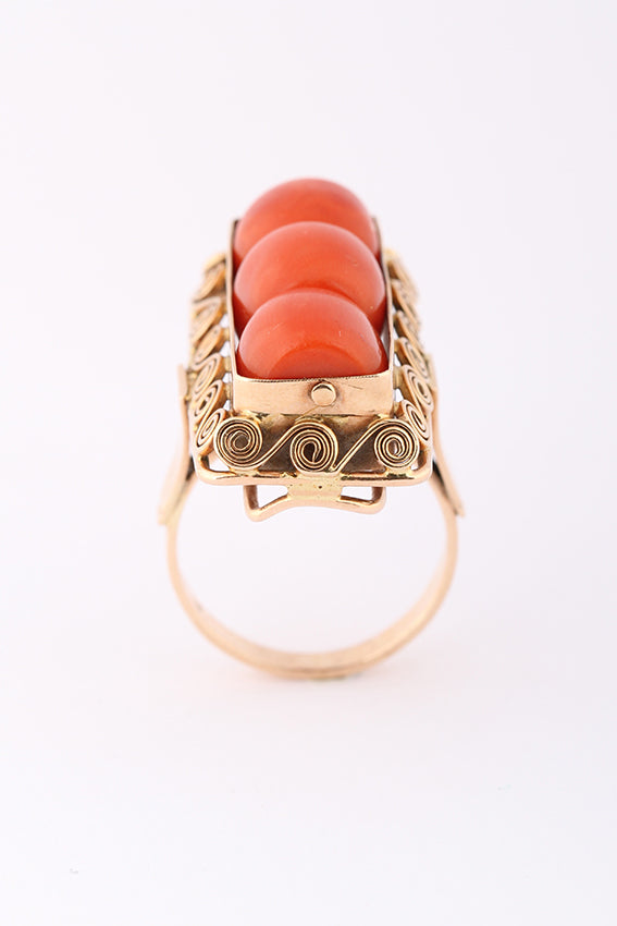 Gold ring with blood coral
