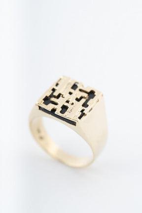 Gouden heren ring met onyx