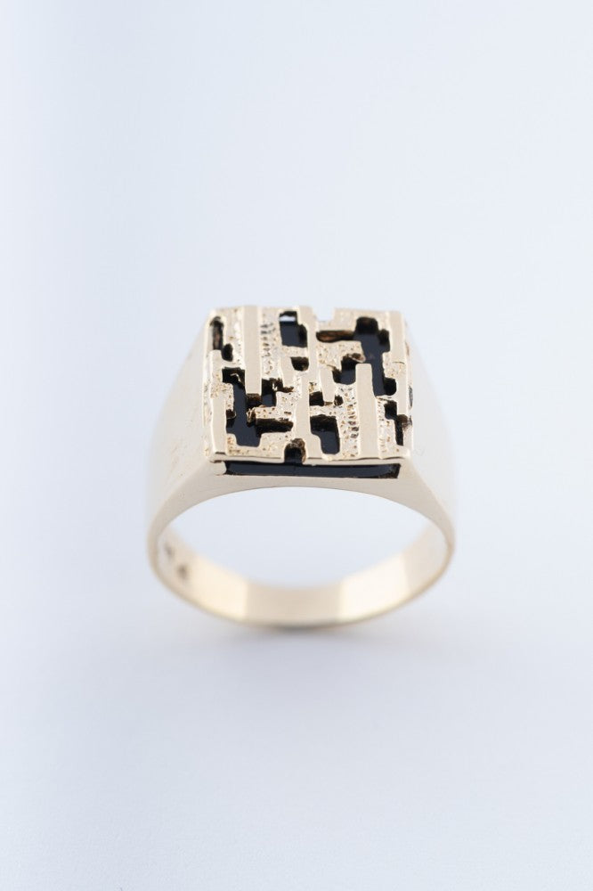 Gouden heren ring met onyx