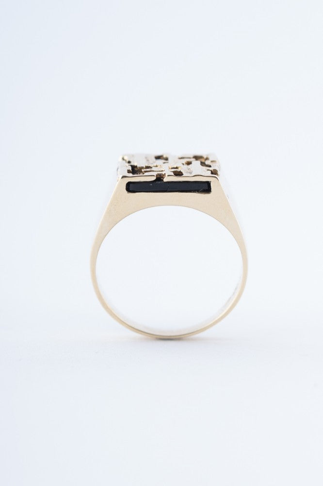 Gouden heren ring met onyx