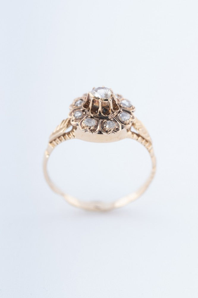 Entourage ring with rose-cut diamonds