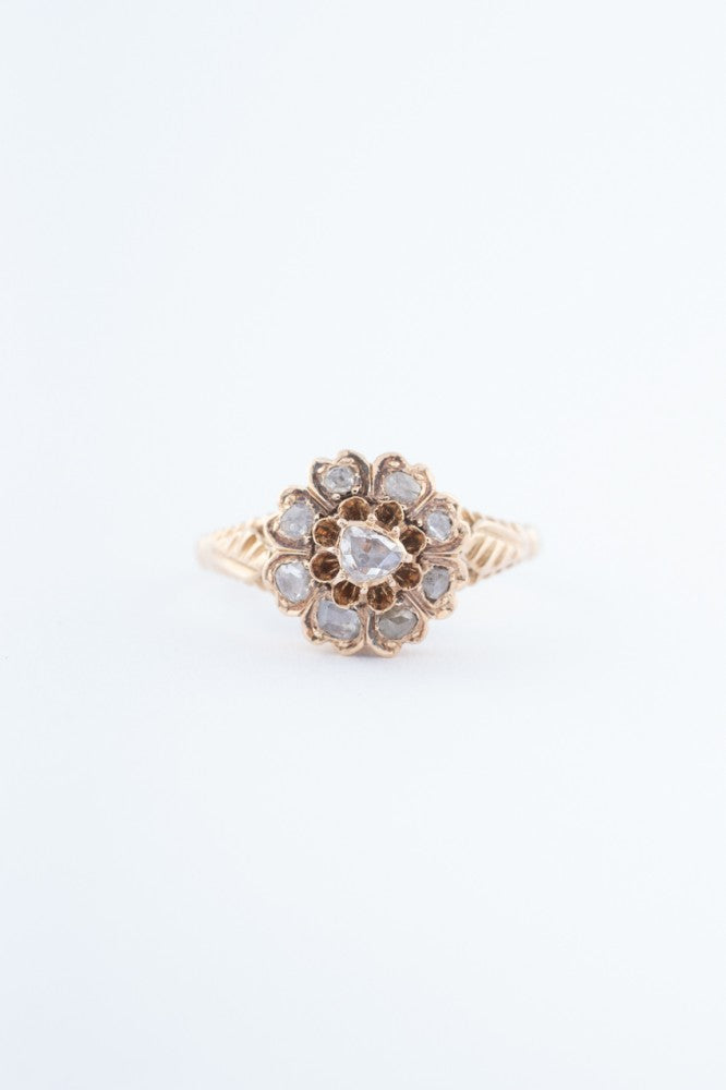 Entourage ring with rose-cut diamonds
