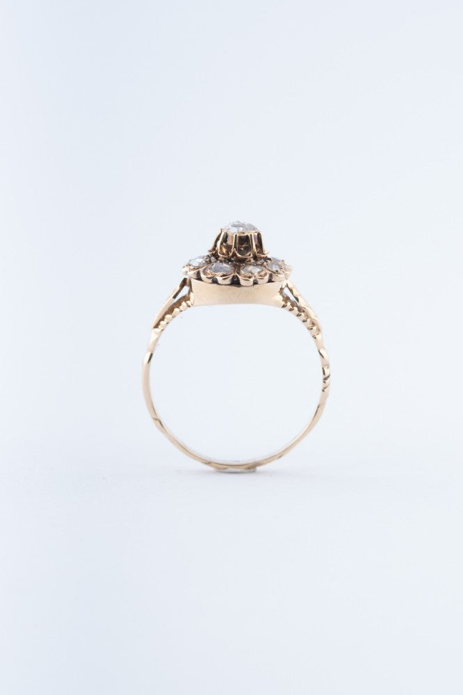 Entourage ring with rose-cut diamonds