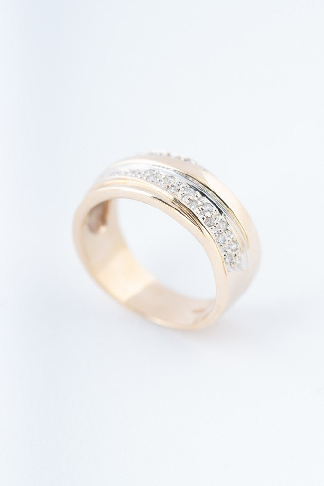 Gouden band ring met briljanten