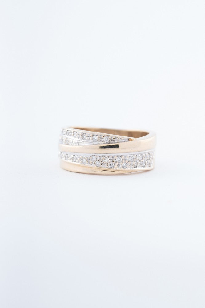 Gouden band ring met briljanten