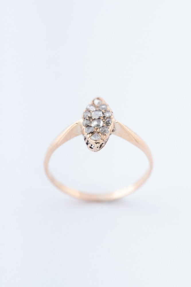 Marquis ring with rose-cut diamonds
