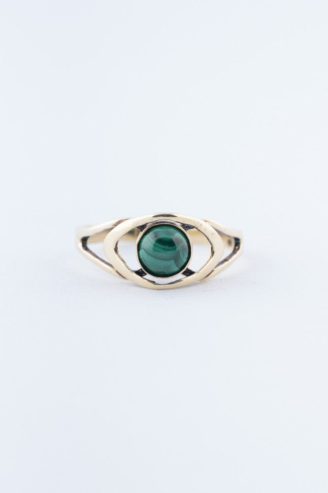 Gouden ring met malachiet