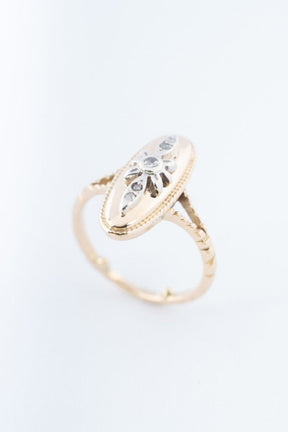 Gouden met zilveren ring met diamanten