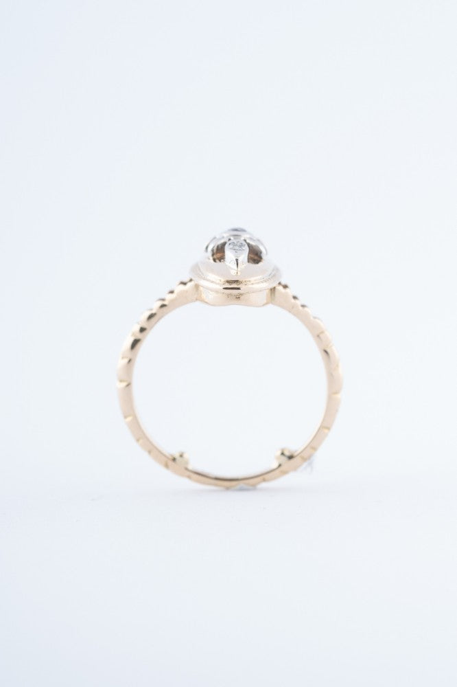Gouden met zilveren ring met diamanten
