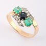 Antique ring with sapphire, emerald and diamond