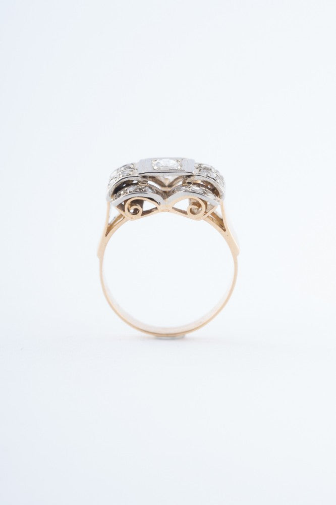 Gouden ring met roos geslepen diamanten