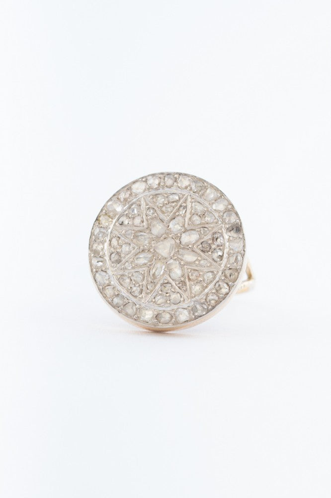 Gouden ring met roos geslepen diamanten