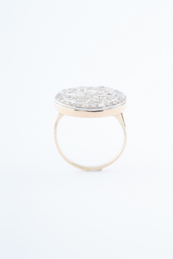 Gouden ring met roos geslepen diamanten