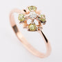 Gold ring with peridot and brilliant