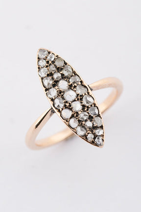 Yellow gold marquise ring with diamonds