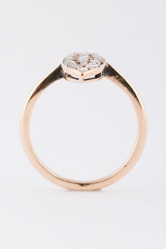 Yellow gold marquise ring with diamonds