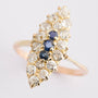 Antique marquise ring with brilliant and sapphire