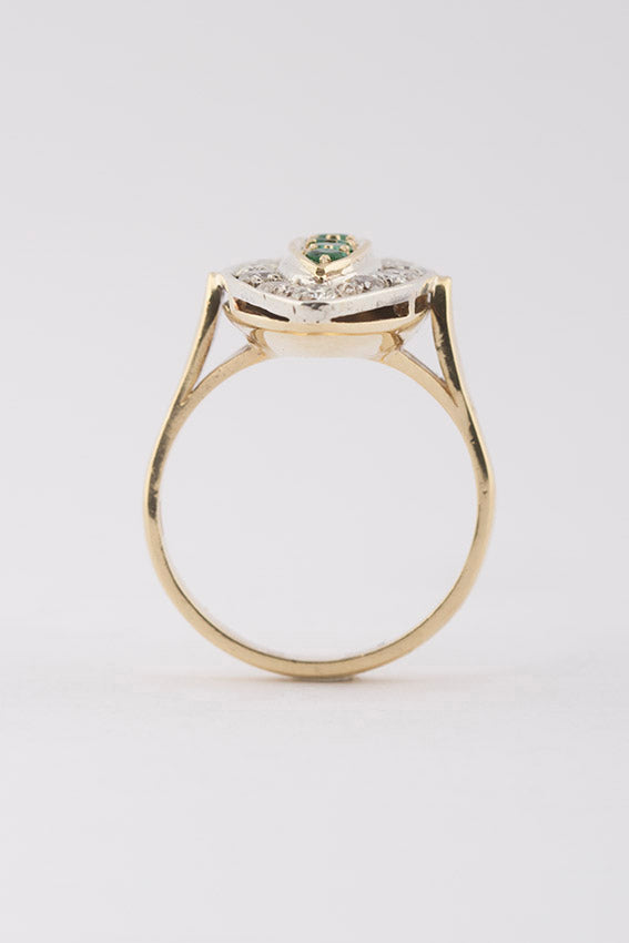 Gouden markies ring met smaragd