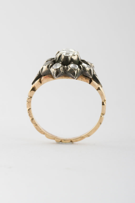 Entourage ring with rose-cut diamond