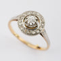 Gold entourage ring with old-cut brilliant and diamond