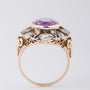 Gold entourage ring with amethyst and diamond