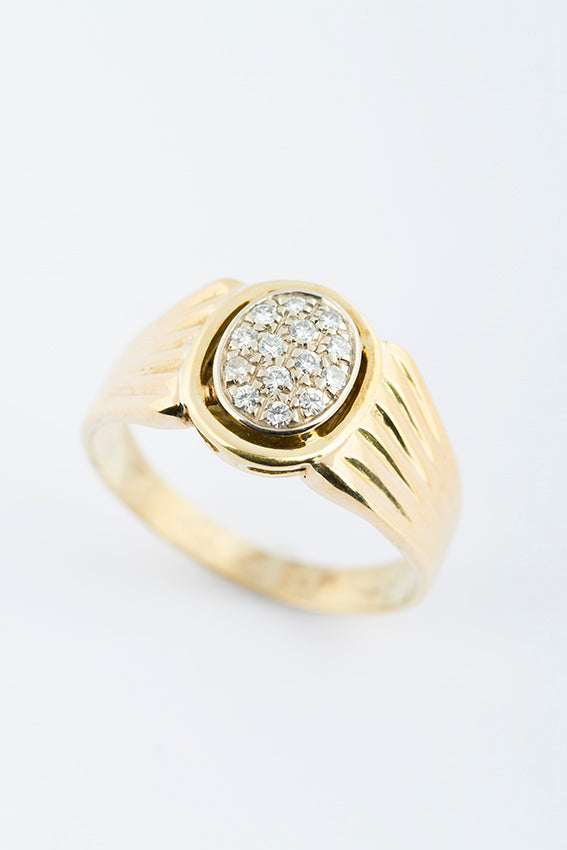 Gold men's ring with diamonds