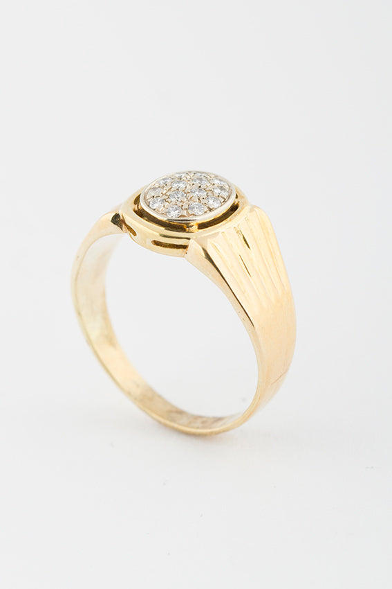 Gold men's ring with diamonds